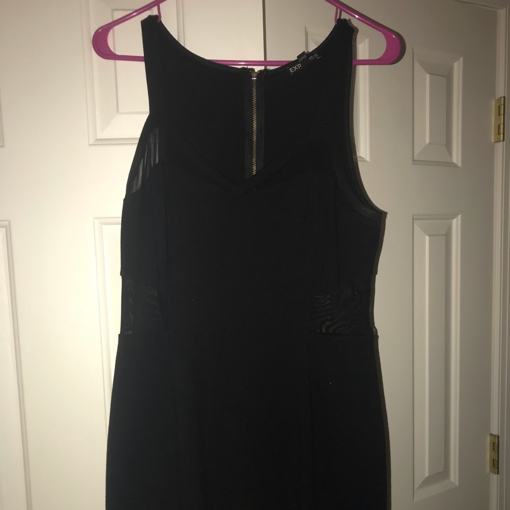 Black Express mesh minidress.
